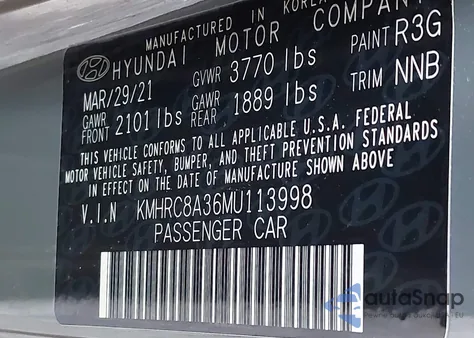 2021 Hyundai Venue Sel from USA, damaged, VIN KMHRC8A36MU113998